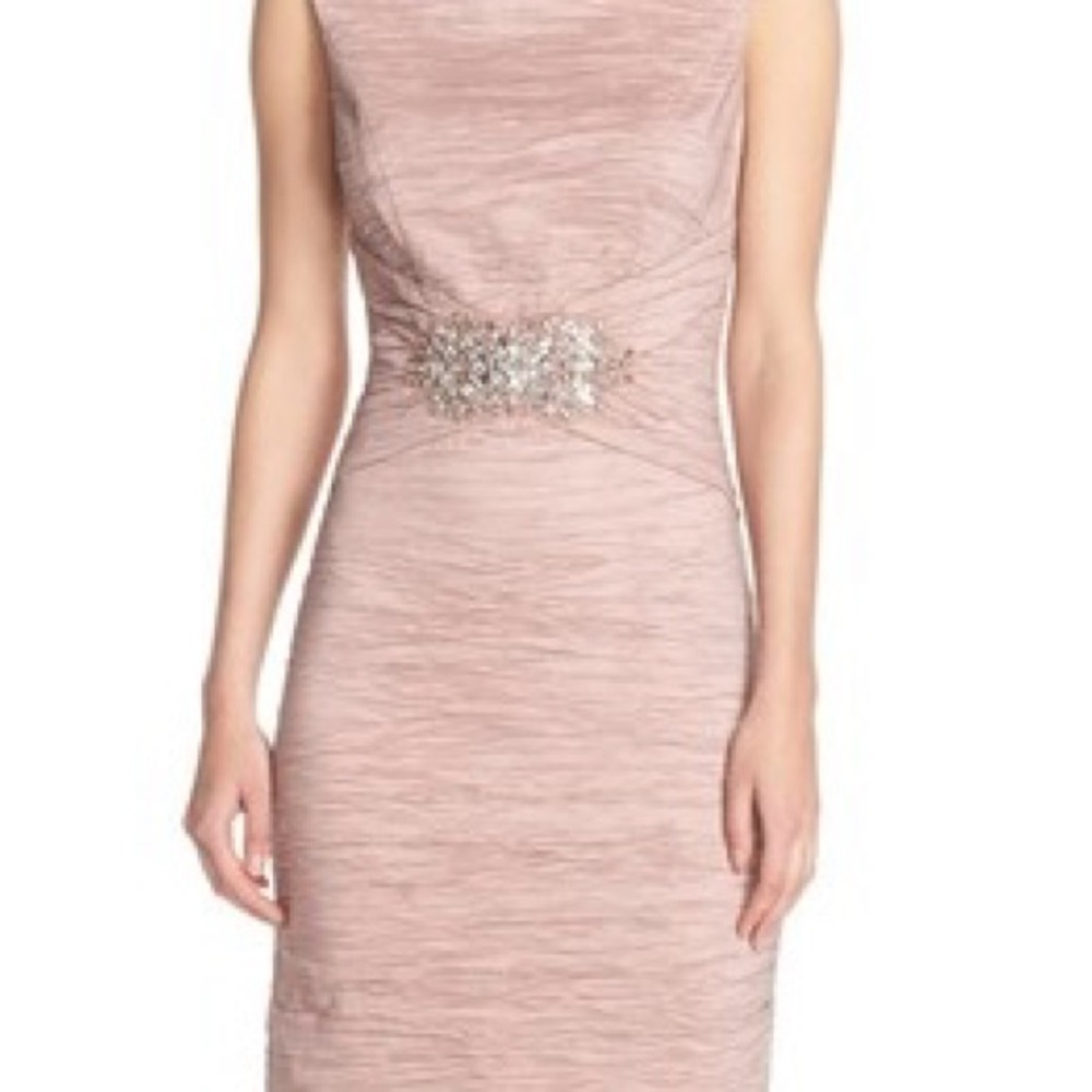 Eliza J Embellished Taffeta Sheath Dress Mauve Size 10